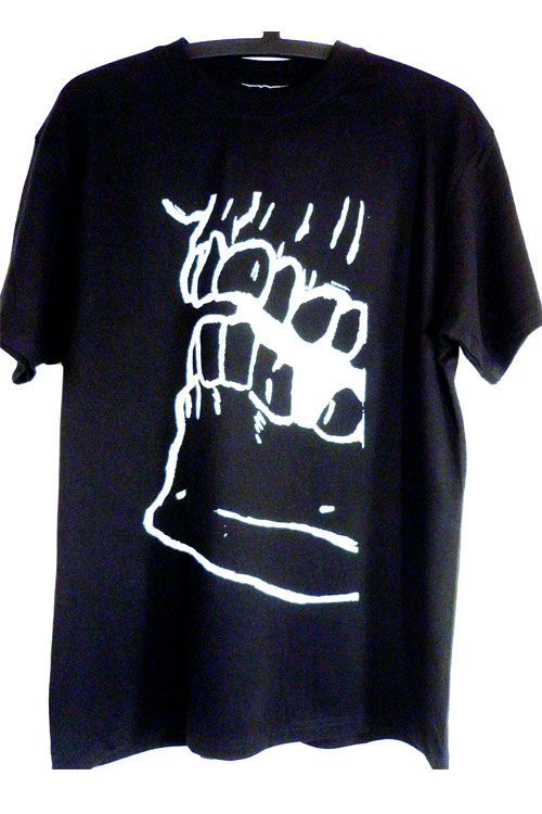 misprint, schwarzes t-shirt mit weissem skull detail